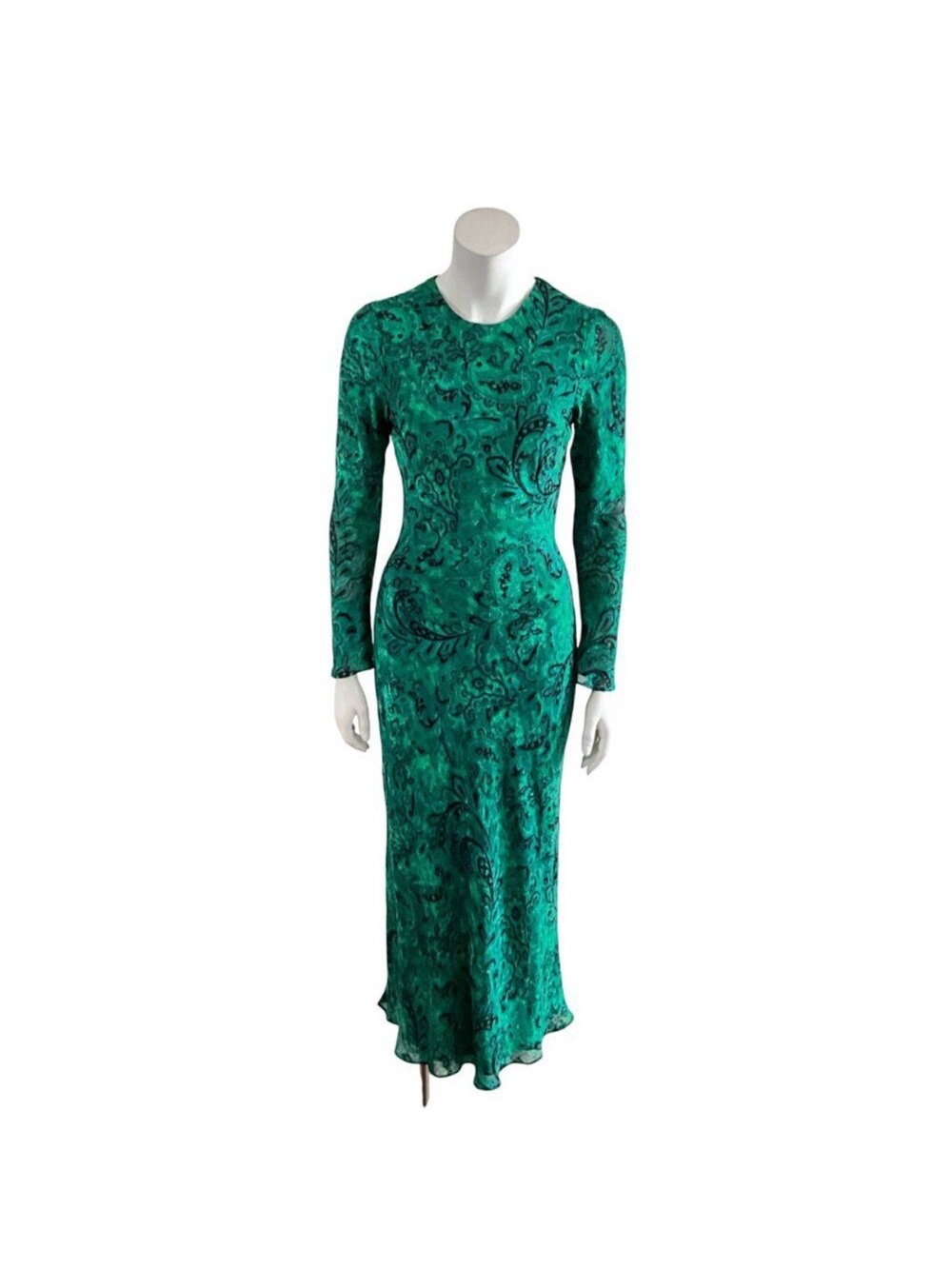 Zara Emerald Green Paisley Long Sleeve Maxi Dress